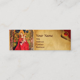 MADONNA OF THE ROSE BOWER PARCHMENT ,Red Ruby Gem Mini Business Card