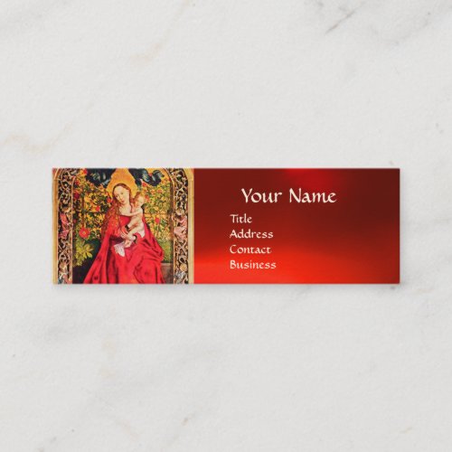MADONNA OF THE ROSE BOWER PARCHMENT Red Ruby Gem Mini Business Card