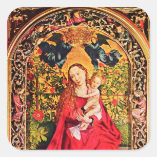 MADONNA OF THE ROSE BOWER SQUARE STICKER