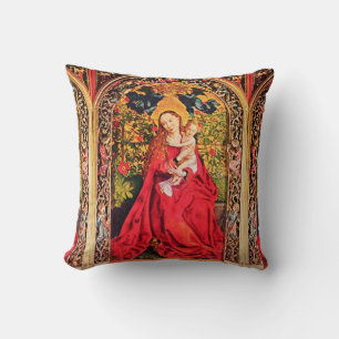 MADONNA OF THE ROSE BOWER THROW PILLOW