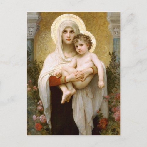 Madonna of the Roses and Infant Child Jesus Postcard