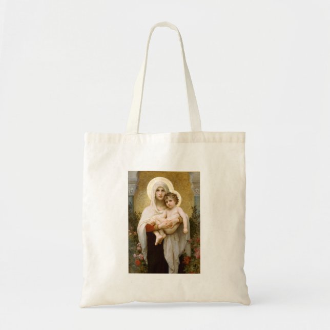Madonna of the Roses and Infant Child Jesus Tote Bag (Front)