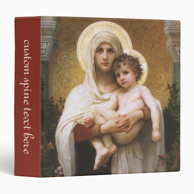 Madonna of the Roses by Bouguereau 3 Ring Binder (Front/Spine)