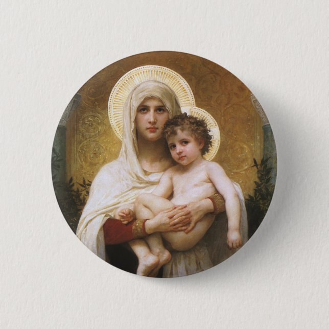 Madonna of the Roses by Bouguereau Button (Front)