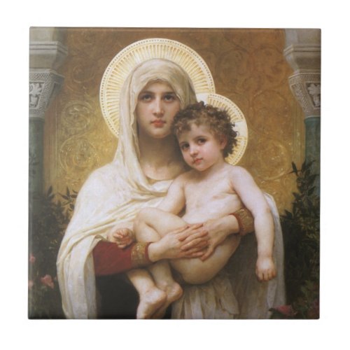 Madonna of the Roses by Bouguereau Ceramic Tile