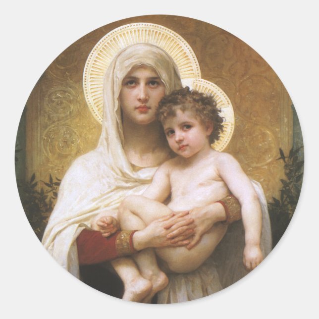 Madonna of the Roses by Bouguereau Classic Round Sticker (Front)