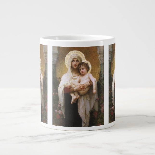 Madonna of the Roses by Bouguereau Giant Coffee Mug (Front)
