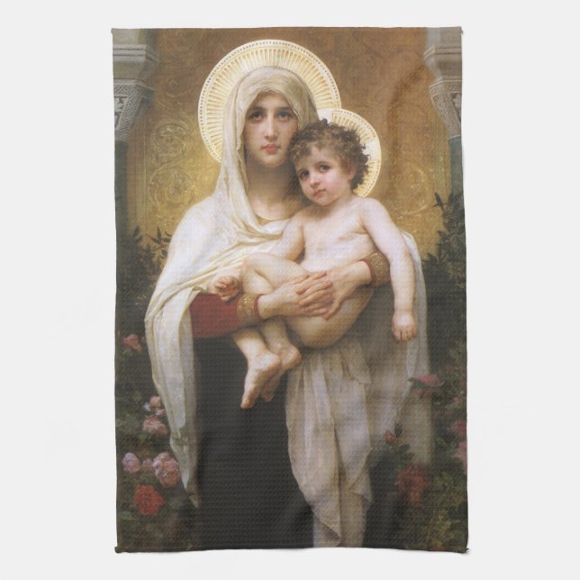 Madonna of the Roses by Bouguereau Kitchen Towel (Vertical)