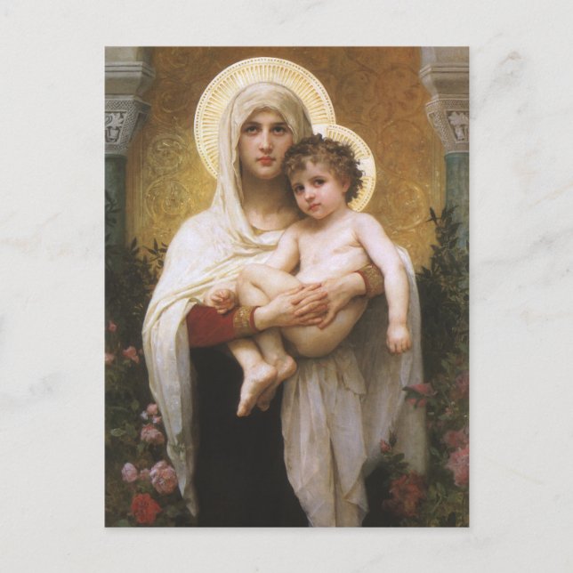 Madonna of the Roses by Bouguereau Postcard (Front)