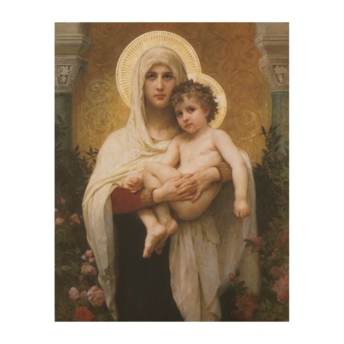 Madonna of the Roses by Bouguereau Wood Wall Decor