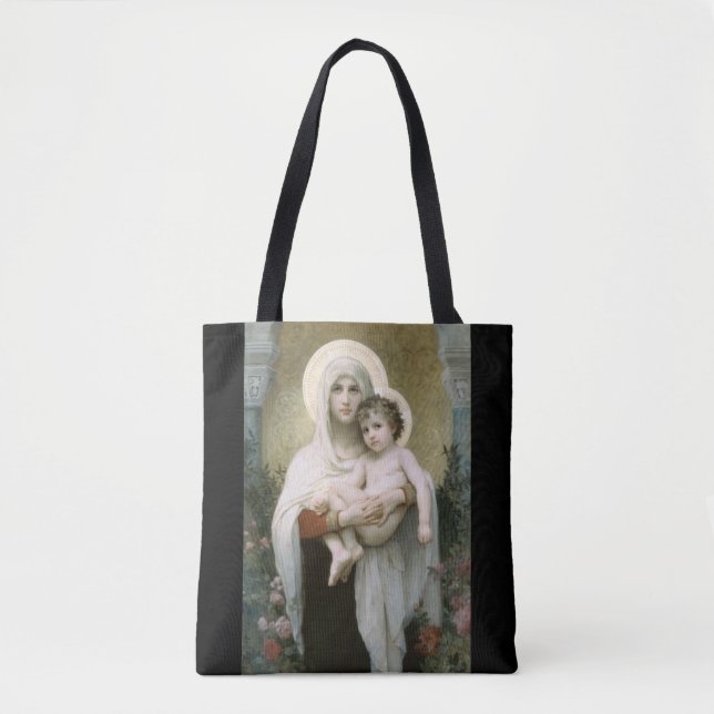 Madonna of the Roses – William Adolphe Bouguereau Tote Bag (Front)