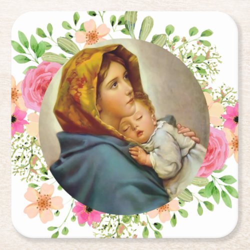 Madonna of the Streets Holy Mary Madonnina Square Paper Coaster