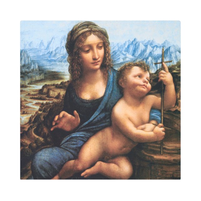 Madonna of the Yarnwinder by Leonardo da Vinci Metal Print (Front)