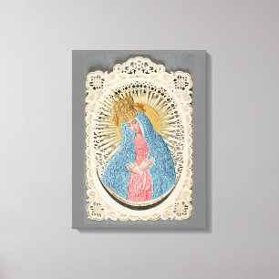 Madonna Queen of Heaven on Lace Canvas Print