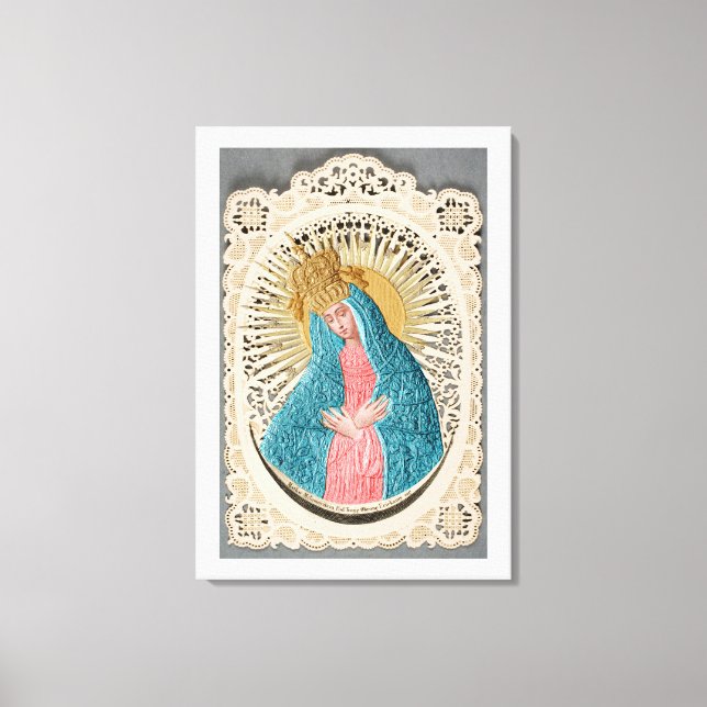 Madonna Queen of Heaven on Lace Canvas Print (Front)