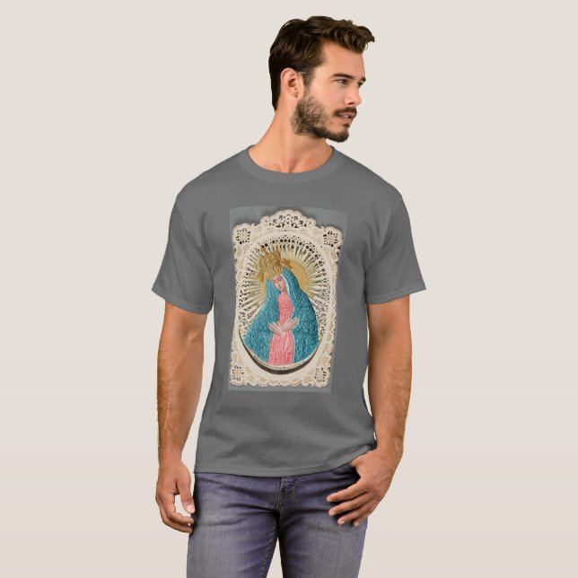 Madonna Queen of Heaven on Lace T-Shirt (Front Full)