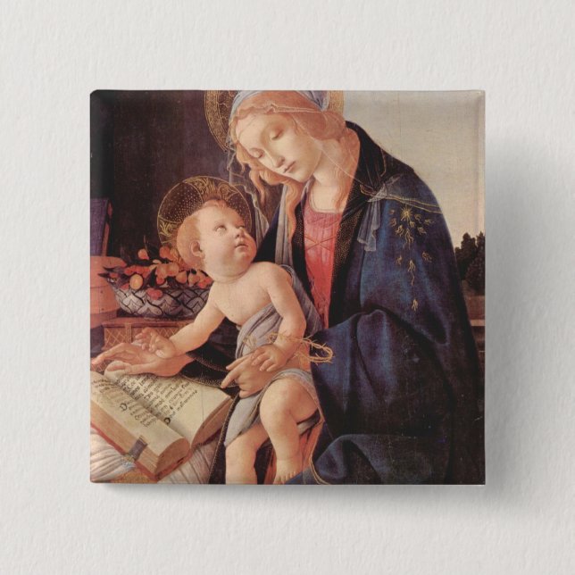 Madonna teaches the child Jesus Pinback Button (Front)