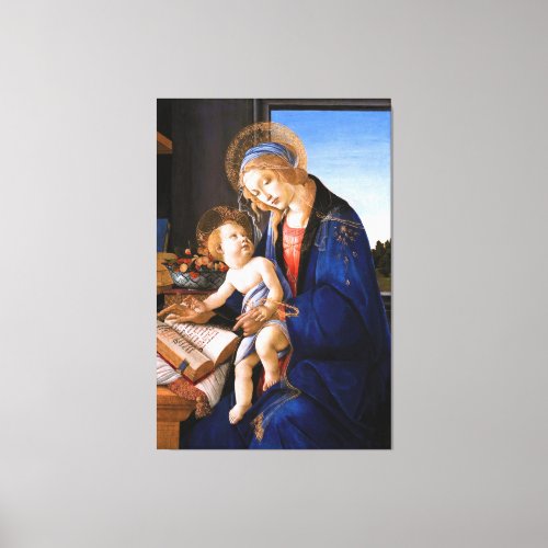 Madonna teaches the child Jesus Sandro Botticelli Canvas Print