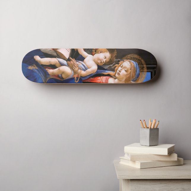 Madonna teaches the child Jesus Sandro Botticelli Skateboard Deck