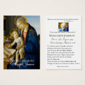 Madonna Virgin Mary Funeral Memorial Holy Card - (Front & Back)