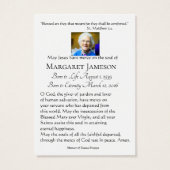 Madonna Virgin Mary Funeral Memorial Holy Card - (Back)