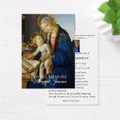 Madonna Virgin Mary Funeral Memorial Holy Card - (Desk)