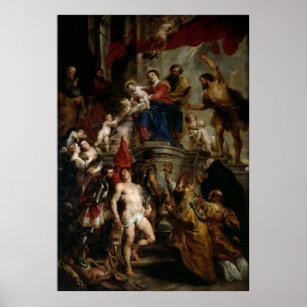 Madonna w/ Jesus Encircled by the Saints - Rubens Poster
