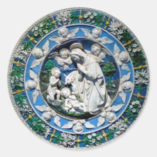 MADONNA WITH CHILD AND ANGELS CLASSIC ROUND STICKER