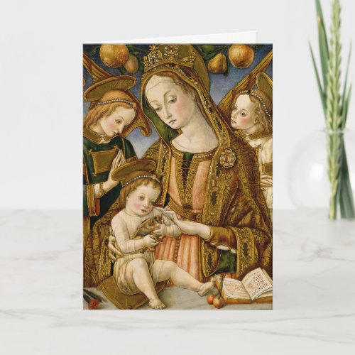 Madonna with Child and Angels Gold Copper Holiday Card