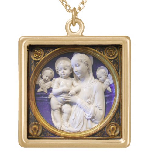 MADONNA WITH CHILD AND ANGELS GOLD PLATED NECKLACE