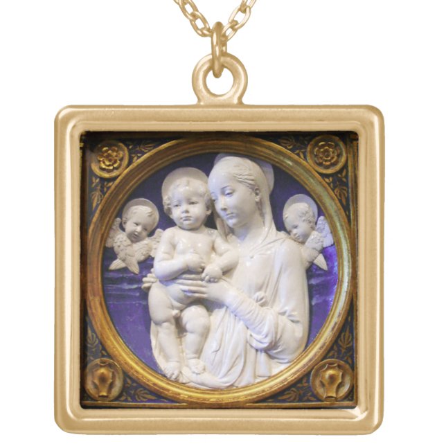 MADONNA WITH CHILD AND ANGELS GOLD PLATED NECKLACE (Front)