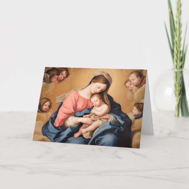 Madonna with Child and Angels Holiday Card (Front)