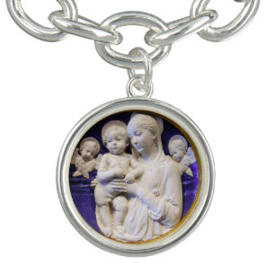 MADONNA WITH CHILD AND ANGELS Round Charm Bracelet