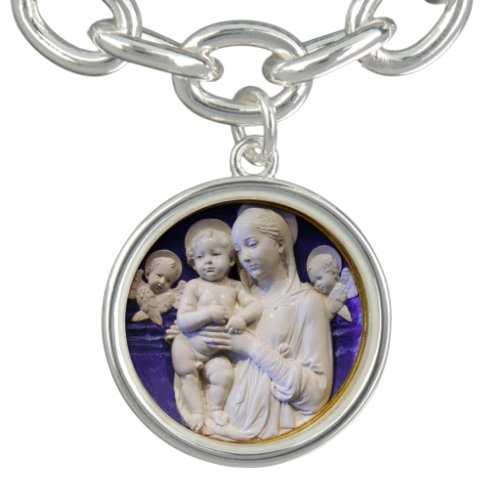 MADONNA WITH CHILD AND ANGELS Round Charm Bracelet