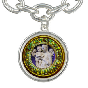 MADONNA WITH CHILD AND ANGELS Round Floral Crown Bracelet