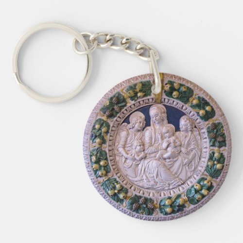 MADONNA WITH CHILD AND SAINTS Ave Maria Prayer Keychain