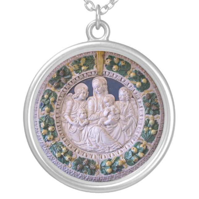 MADONNA WITH CHILD AND SAINTS SILVER PLATED NECKLACE (Front)
