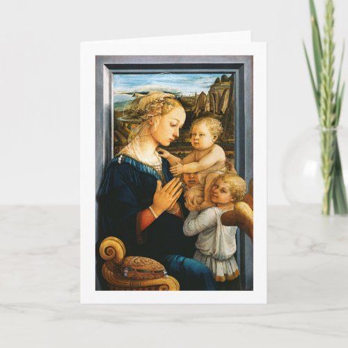 Madonna with child and two Angels Filippo Lippi Card