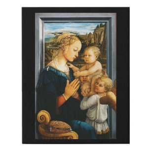 Madonna with child and two Angels, Filippo Lippi Faux Canvas Print