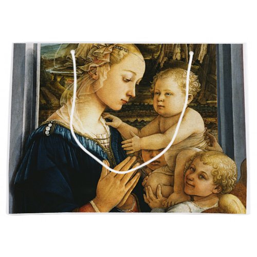 Madonna with child and two Angels Filippo Lippi Large Gift Bag
