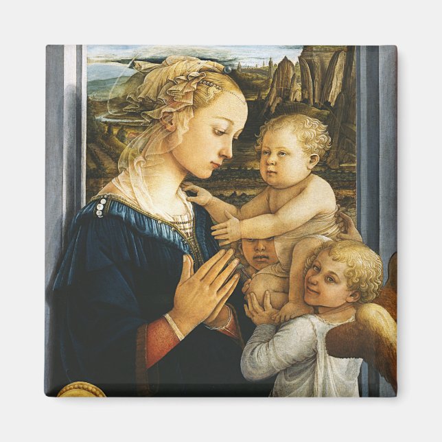 Madonna with child and two Angels, Filippo Lippi Magnet (Front)