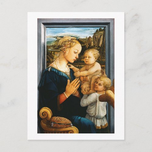 Madonna with child and two Angels Filippo Lippi Postcard