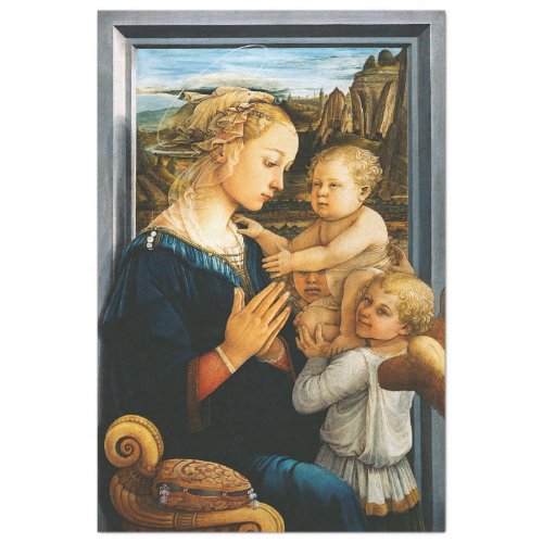 Madonna with child and two Angels Filippo Lippi Tissue Paper