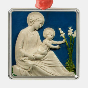 MADONNA WITH CHILD AND WHITE LILIES METAL ORNAMENT