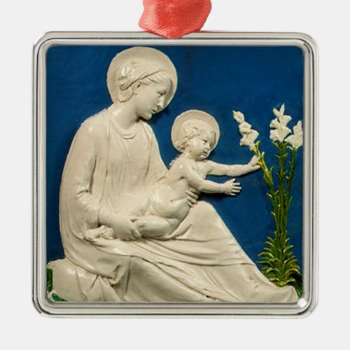 MADONNA WITH CHILD AND WHITE LILIES METAL ORNAMENT
