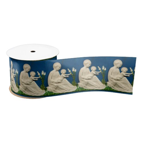 MADONNA WITH CHILD AND WHITE LILIES SATIN RIBBON