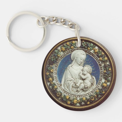 MADONNA WITH CHILD Ave Maria Prayer Parchment Keychain