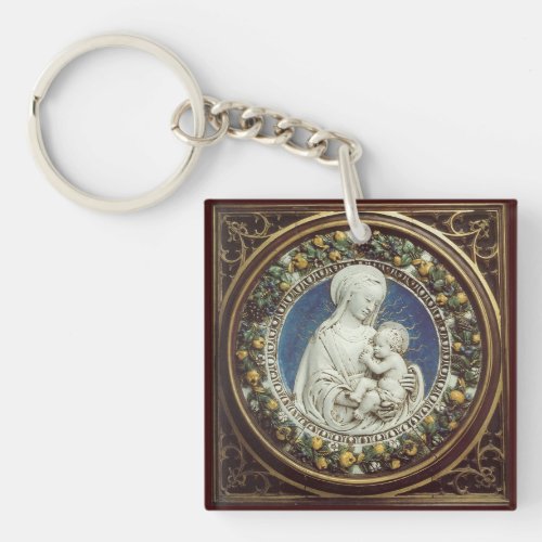 MADONNA WITH CHILD Ave Maria Prayer Parchment Keychain