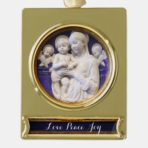 MADONNA WITH CHILD GOLD PLATED BANNER ORNAMENT