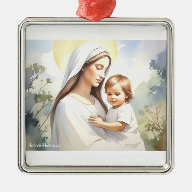 Madonna with Child Jesus Metal Ornament (Front)